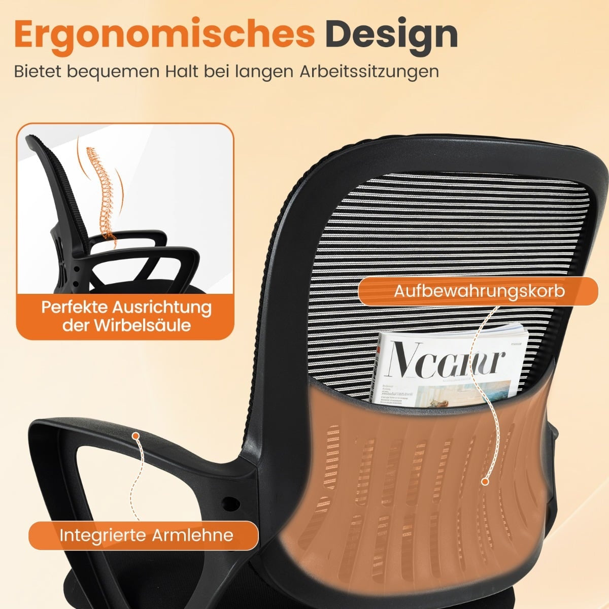 Conference Chairs Set of 2, Black Mesh Back, Storage Basket