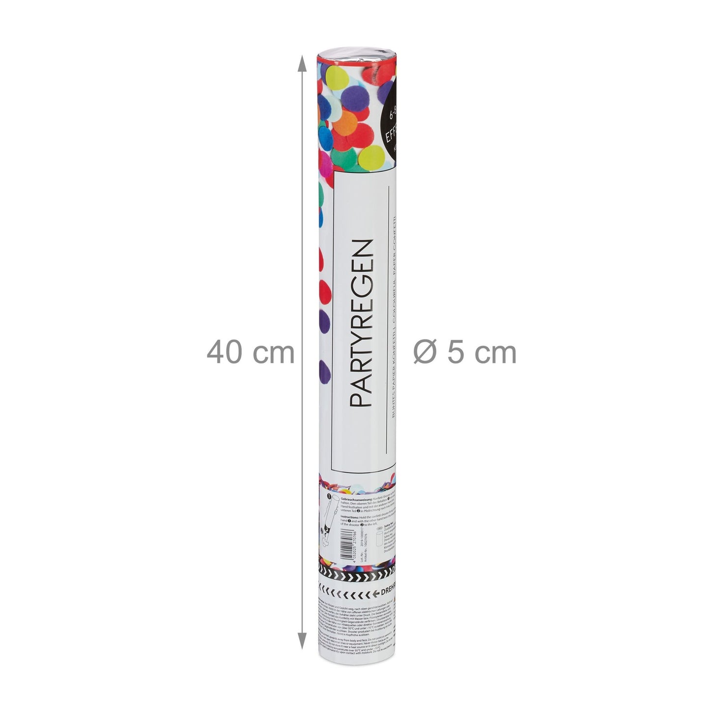 Confetti cannon 40 cm colorful