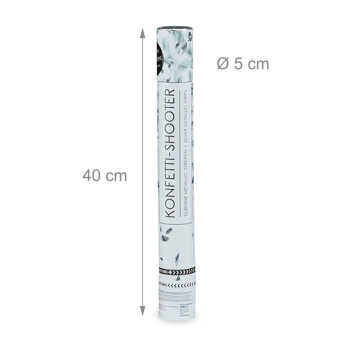 Confetti cannon 40 cm silver