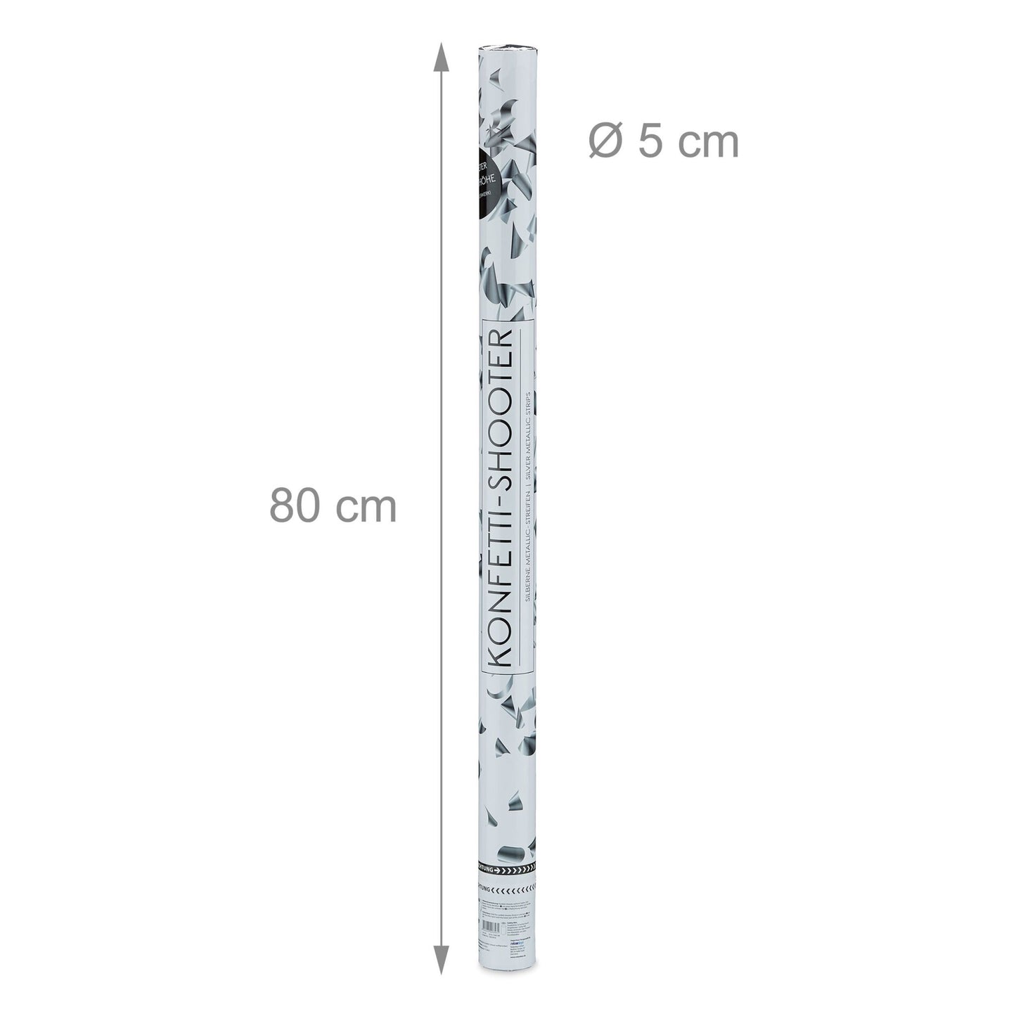 Confetti cannon 80 cm silver