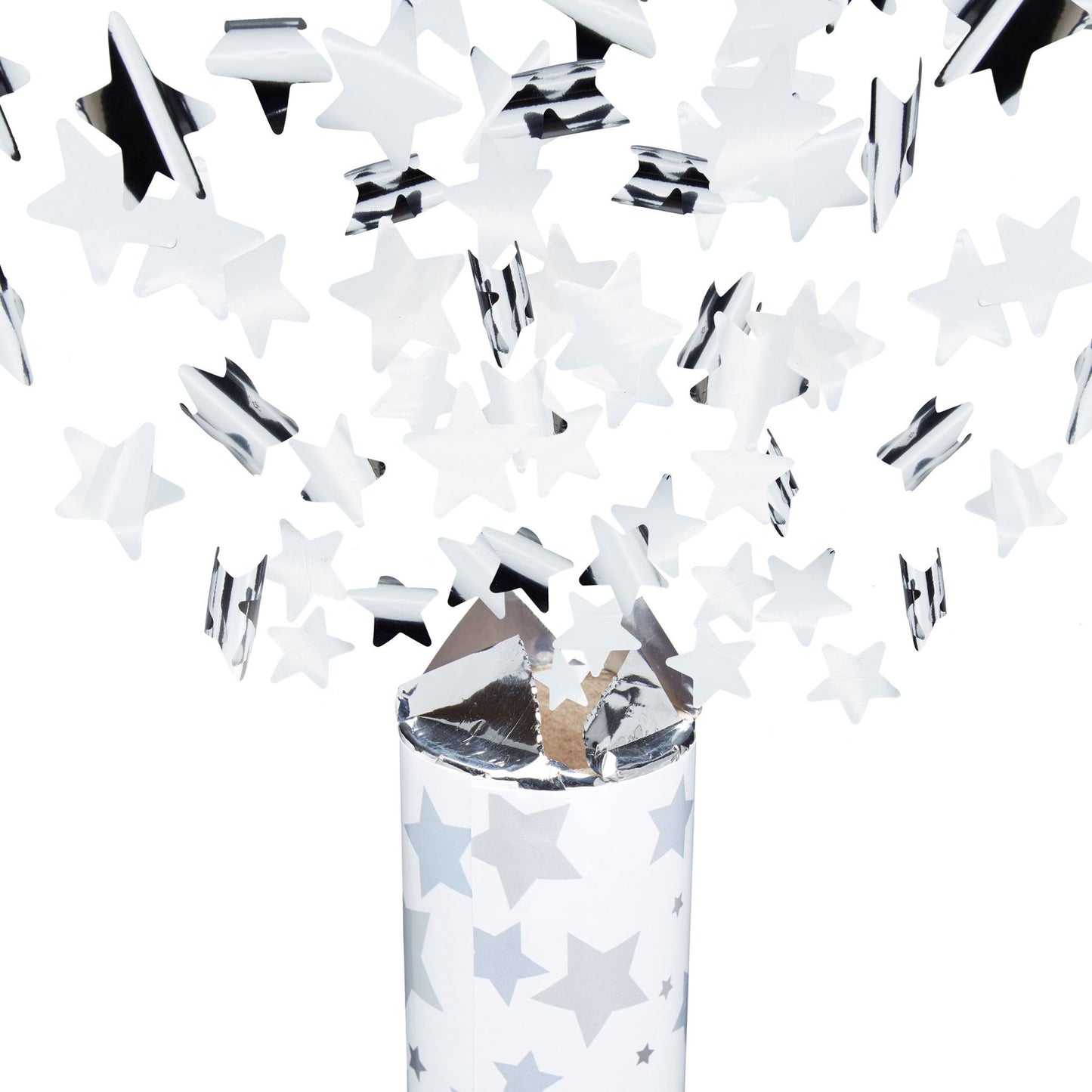 Confetti cannon silver stars