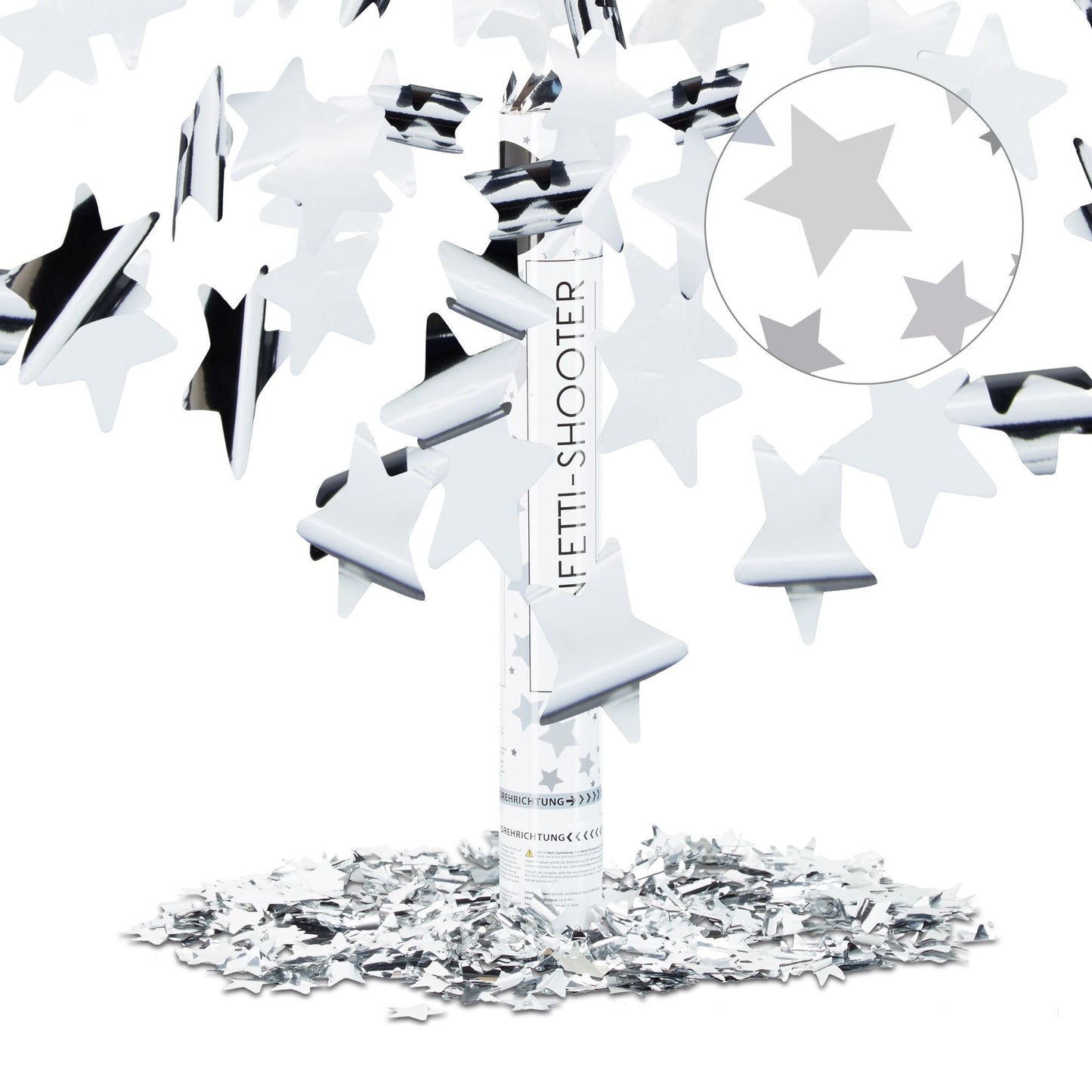 Confetti cannon silver stars