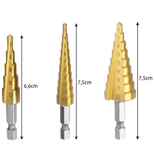 Conical drill bit set - 3 pcs.