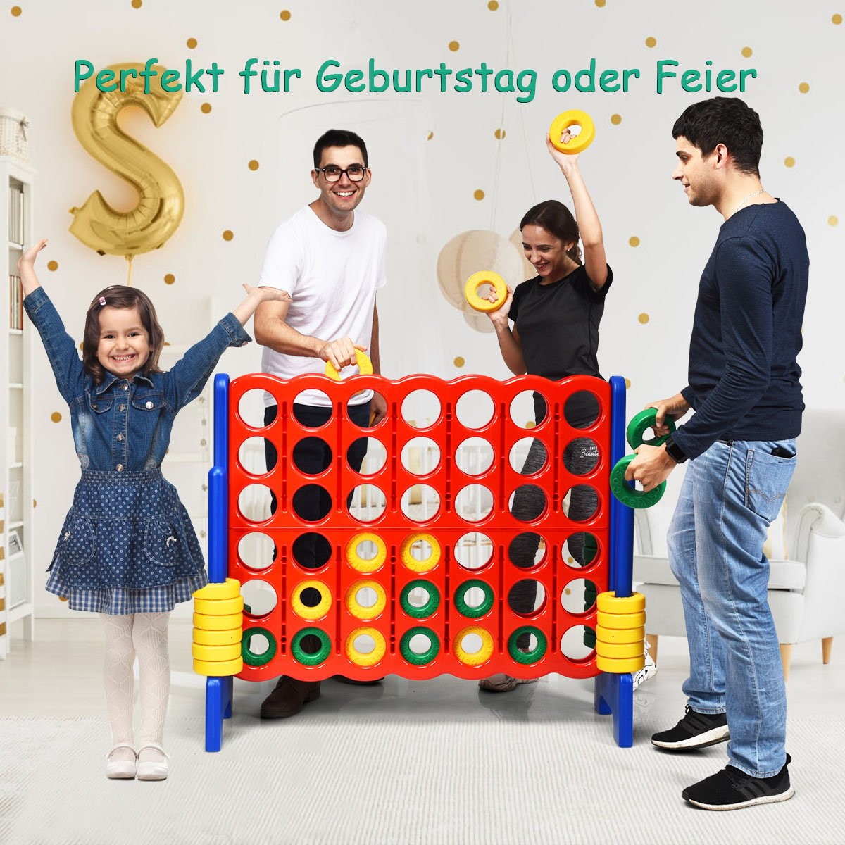 Connect Four Game 4 Wins Board Sets Four in a Row Game with 42 Jumbo Rings