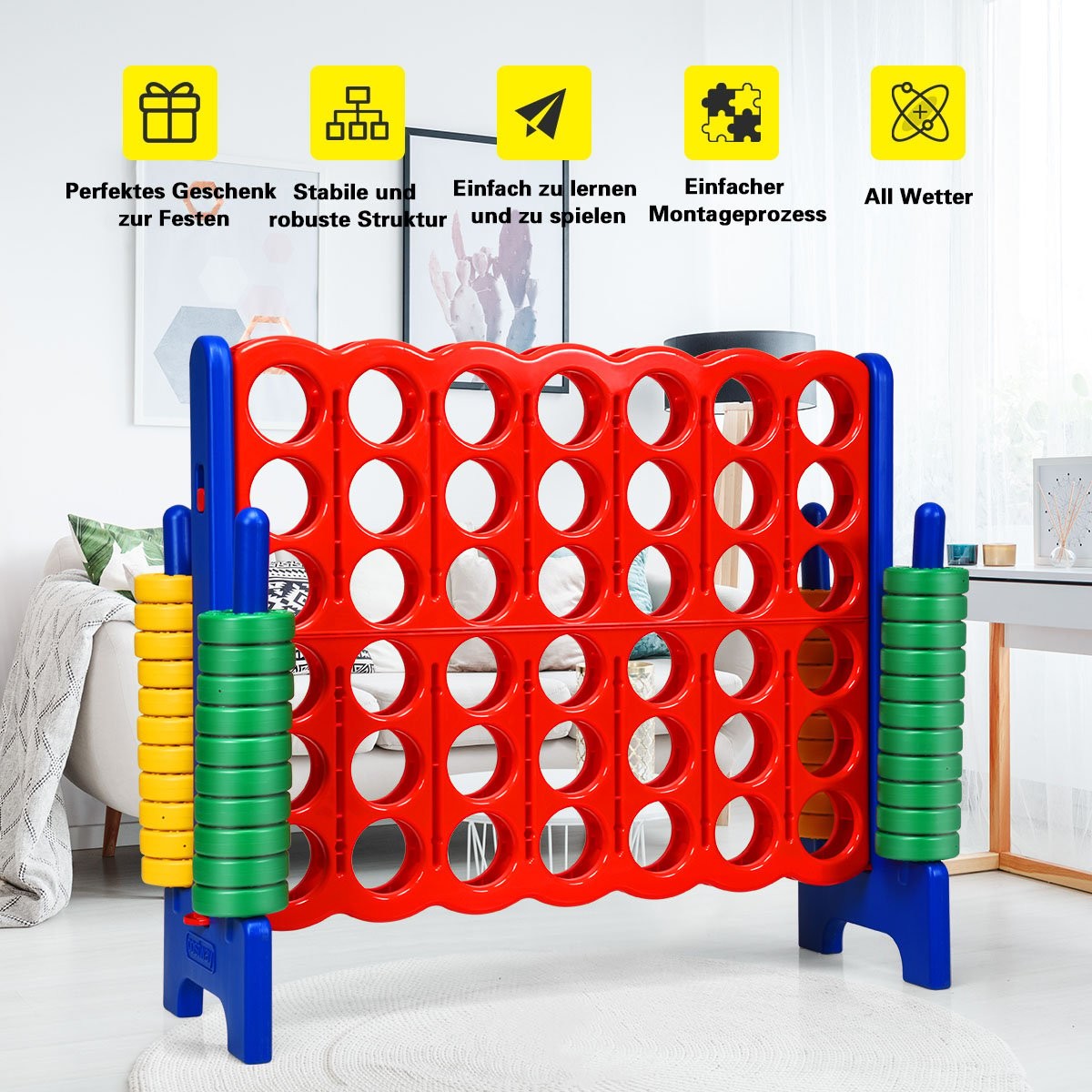 Connect Four Game 4 Wins Board Sets Four in a Row Game with 42 Jumbo Rings