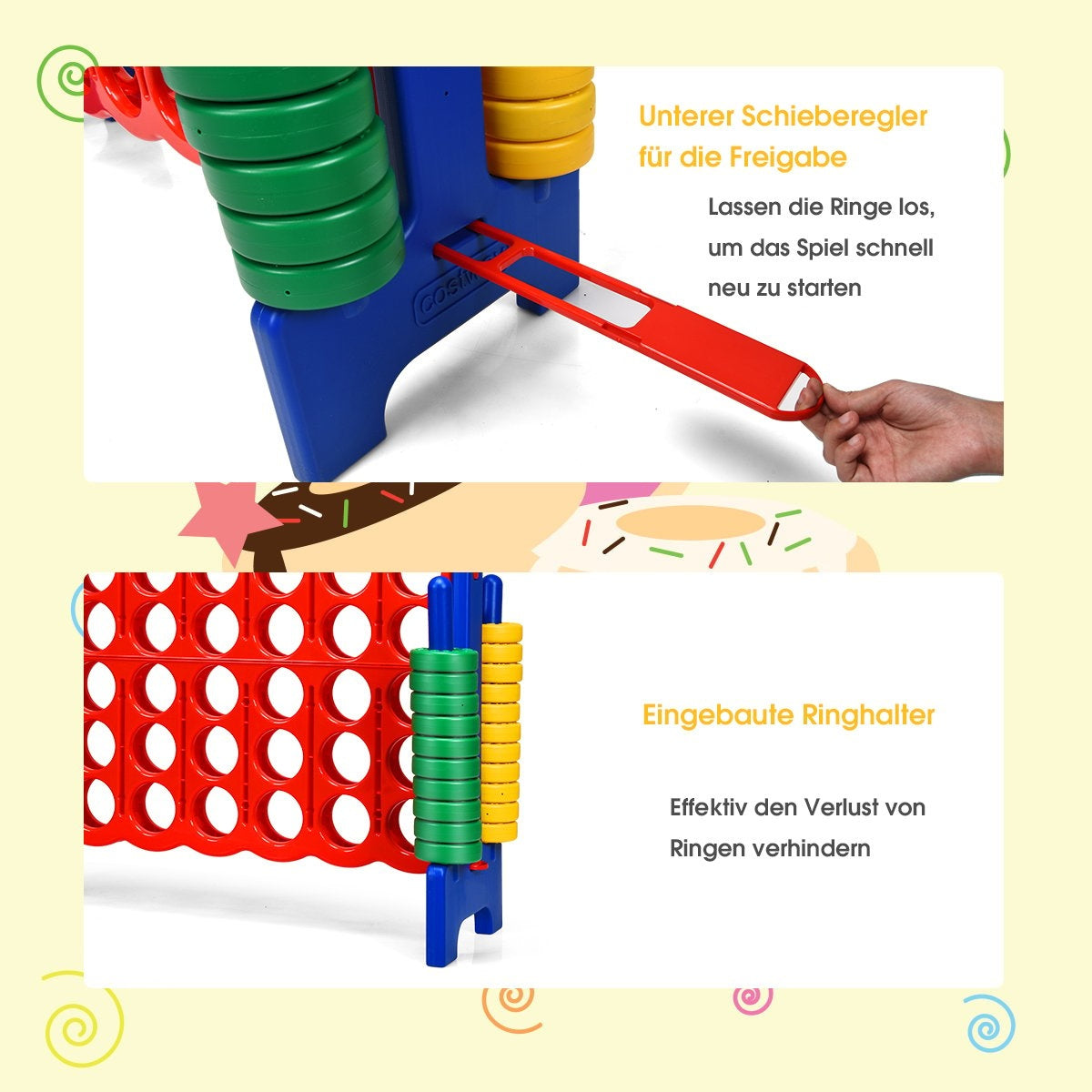 Connect Four Game 4 Wins Board Sets Four in a Row Game with 42 Jumbo Rings