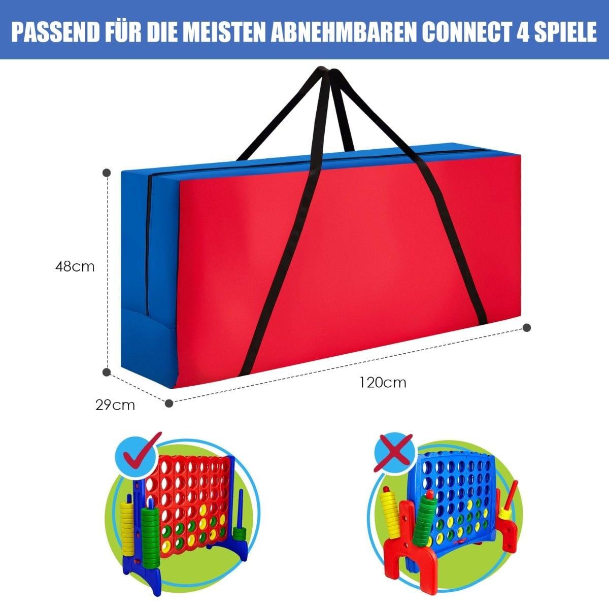 Connect Four Storage Bag – Durable Oxford Fabric, 120x29x48 cm