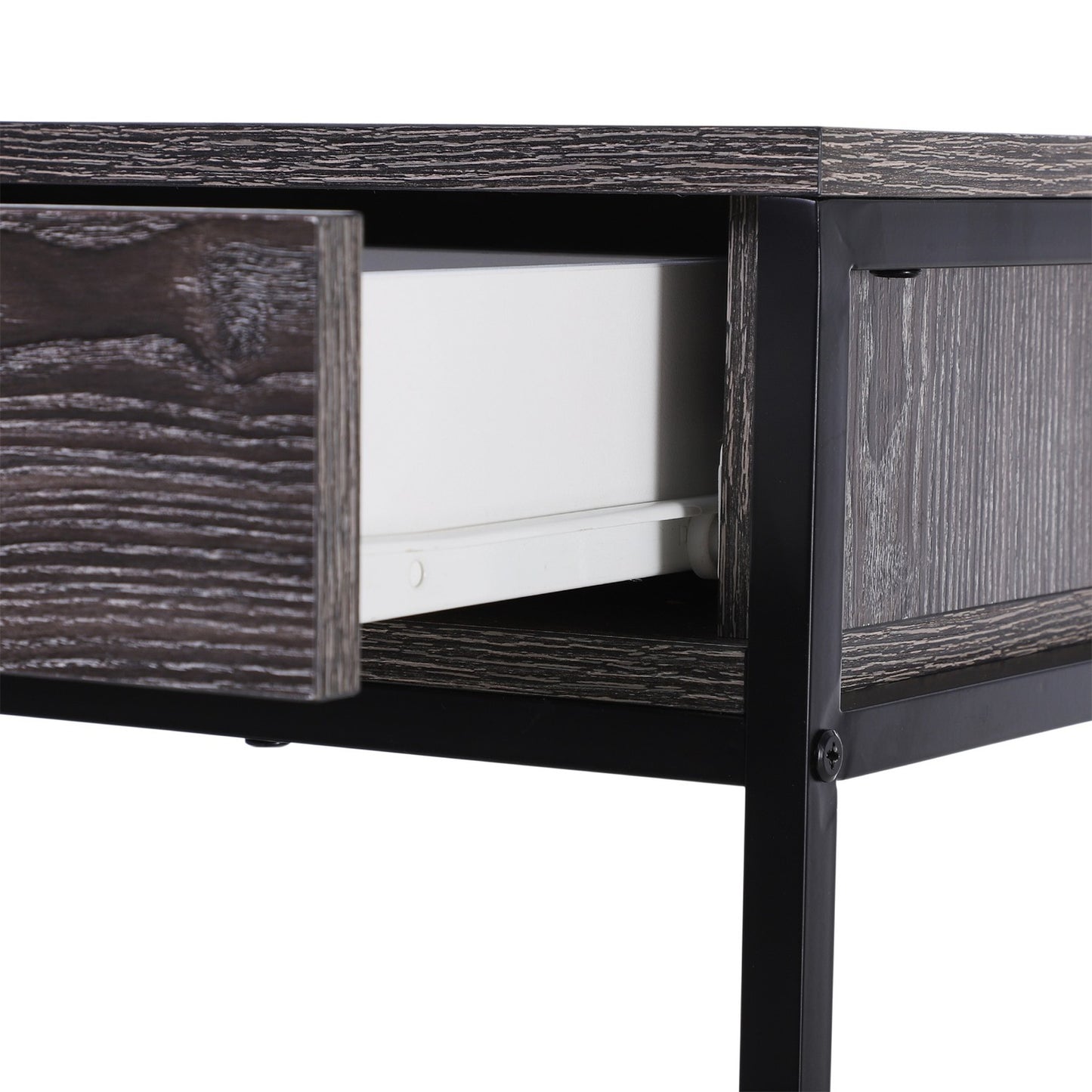 Steel console table with drawers and shelf, 120 x 30 x 81.5 cm