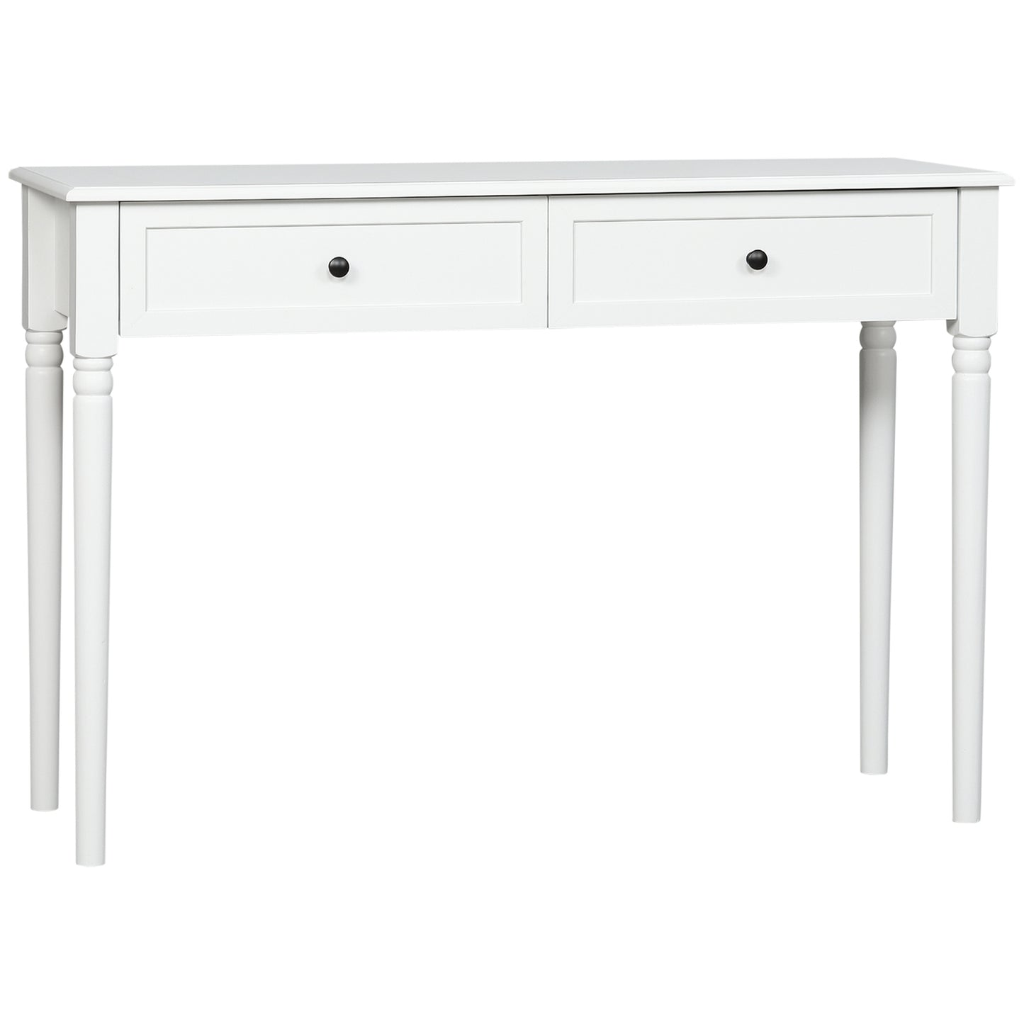 Modern pine console table with drawers, white