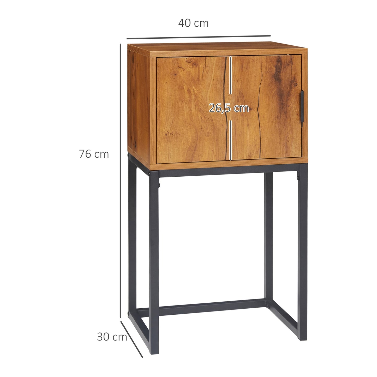 Industrial console table with cabinet, steel frame, 40x30x76 Cm