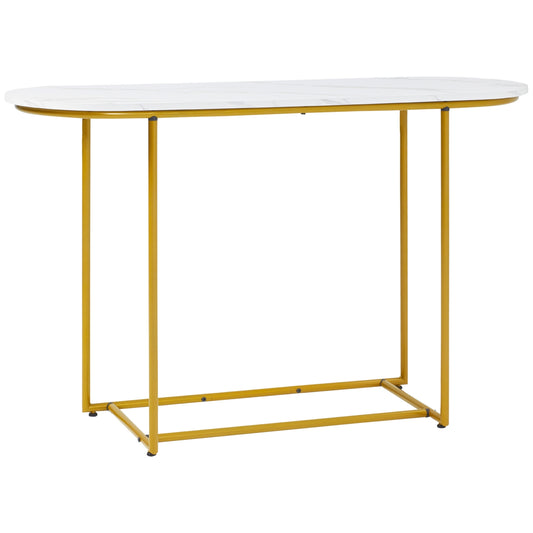 Modern console table - steel, white & gold, 120x40x75 cm