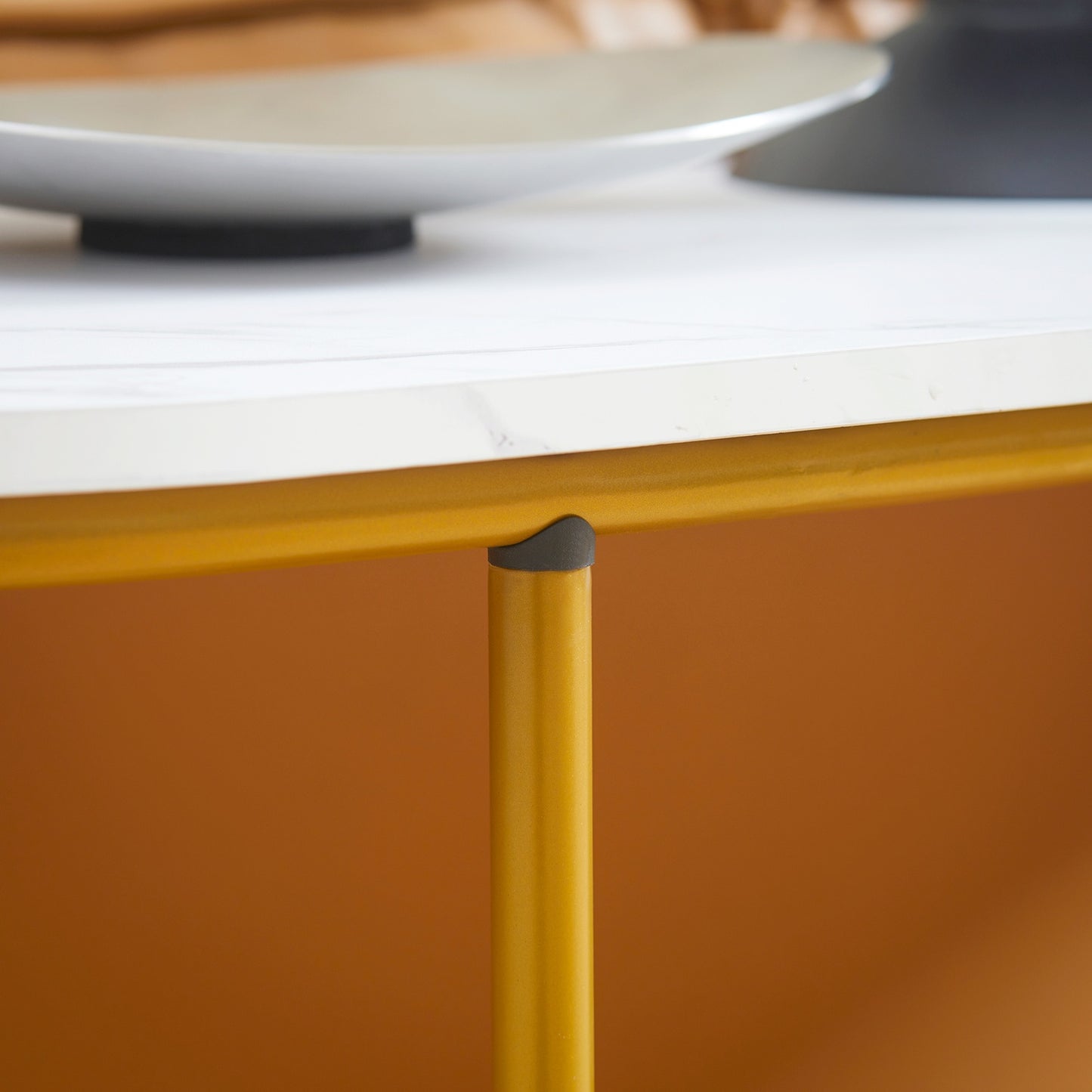 Modern console table - steel, white & gold, 120x40x75 cm