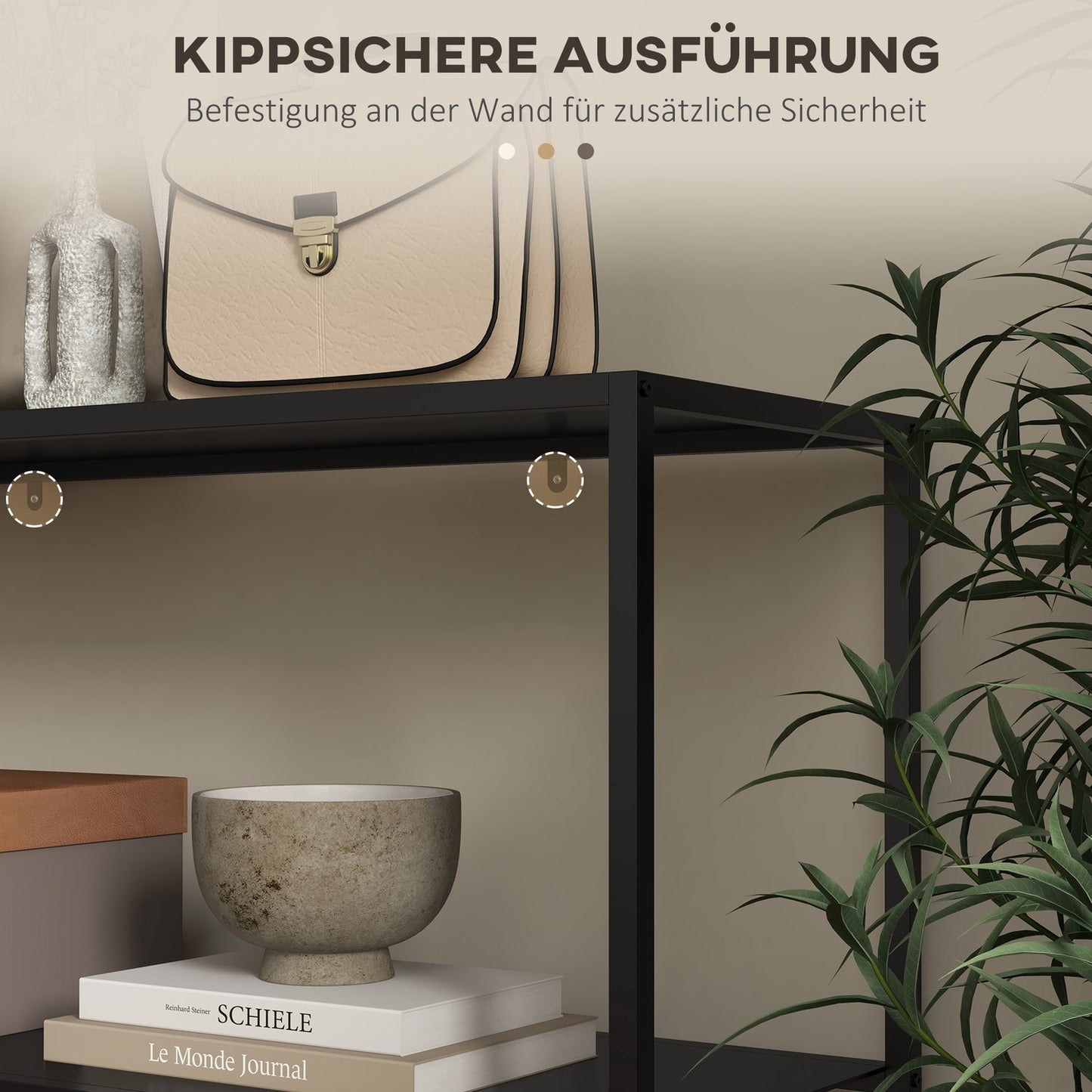 Steel console table, 2-tier design, 90x30x75 cm