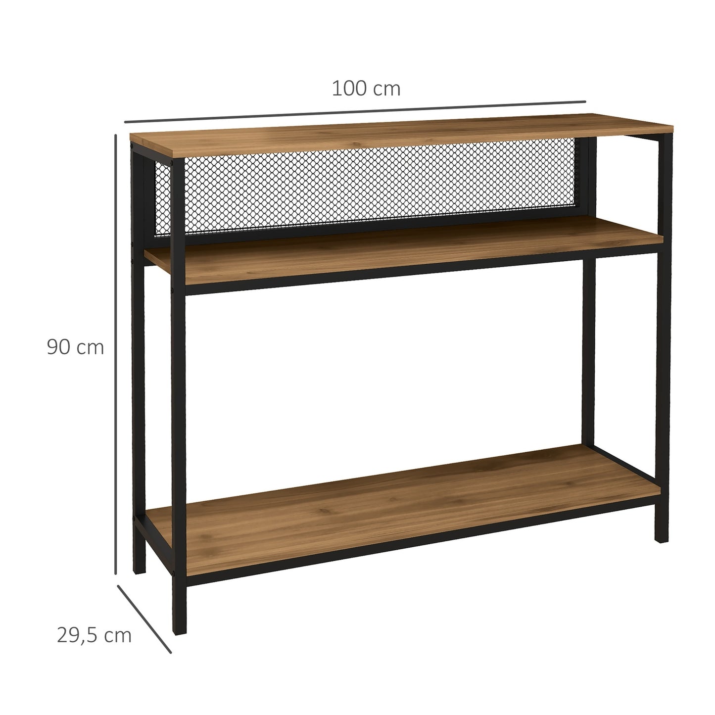 Metal console table with 2 shelves and tip protection
