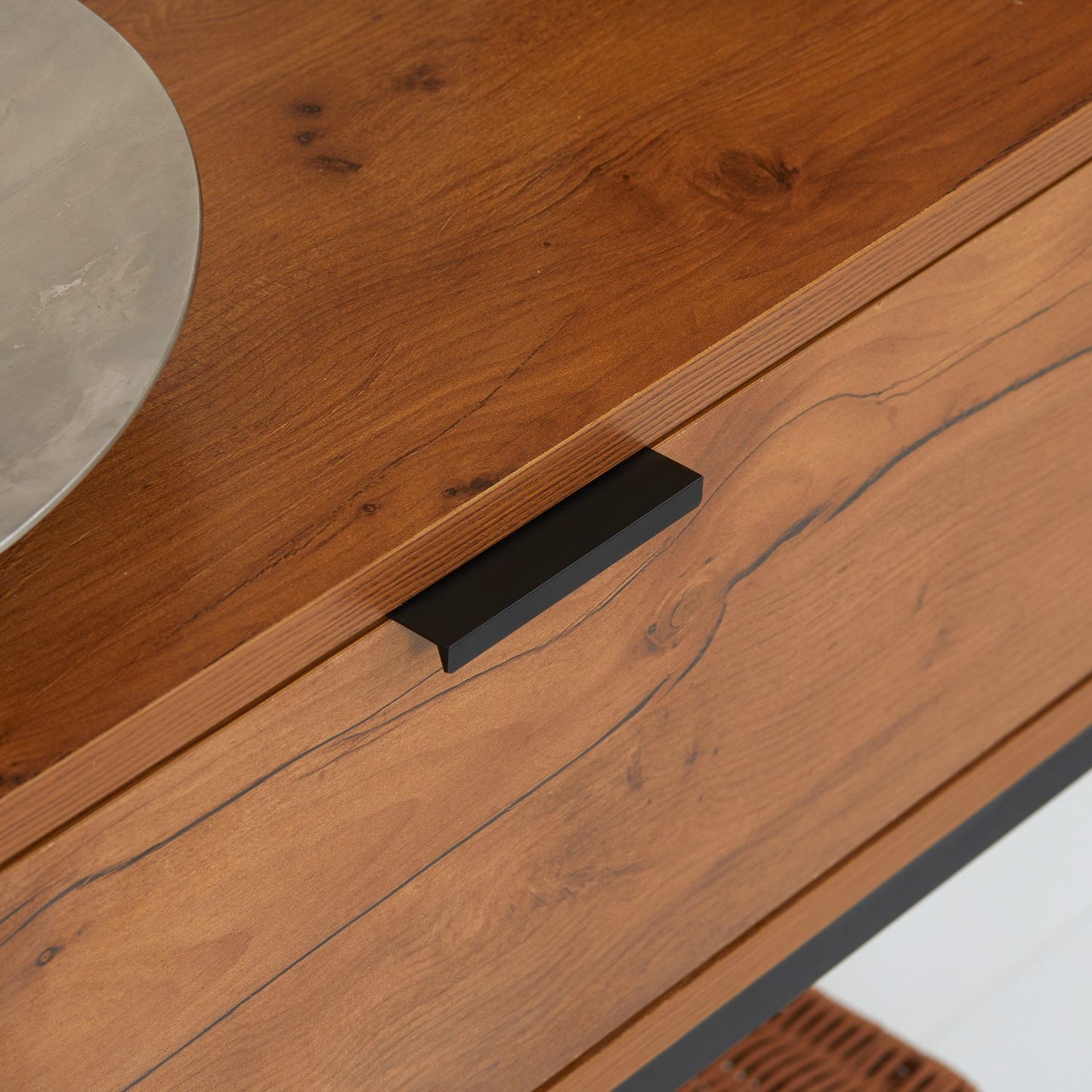 Industrial console table with drawer - Steel & Nature, 80x30x76 cm