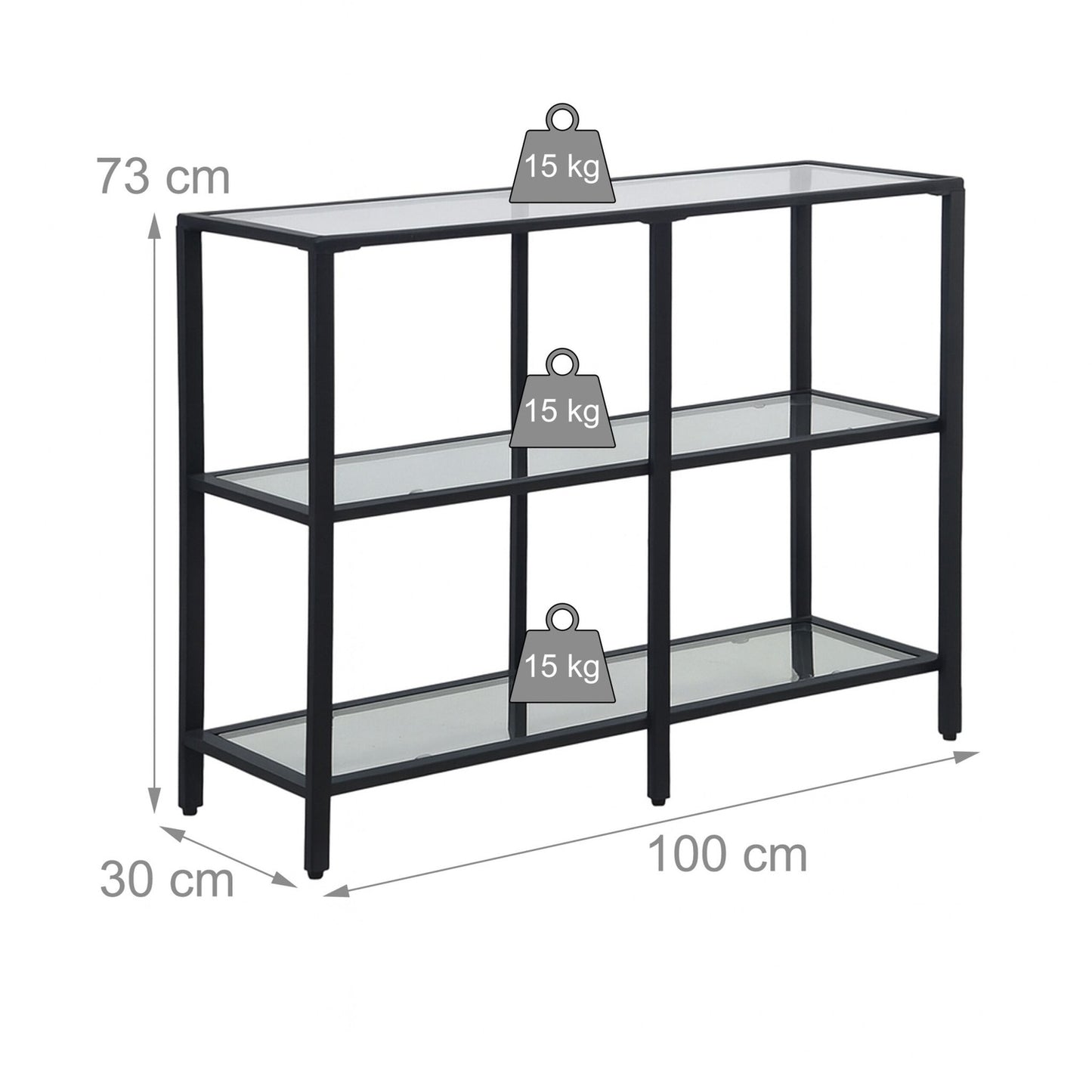 Console Table with 3 Glass Shelves – Modern Design