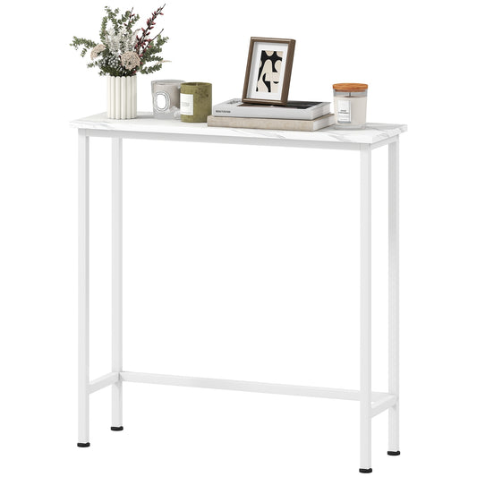 Console Table with Adjustable Feet, Anti-Tip, 75x24x76 cm, White