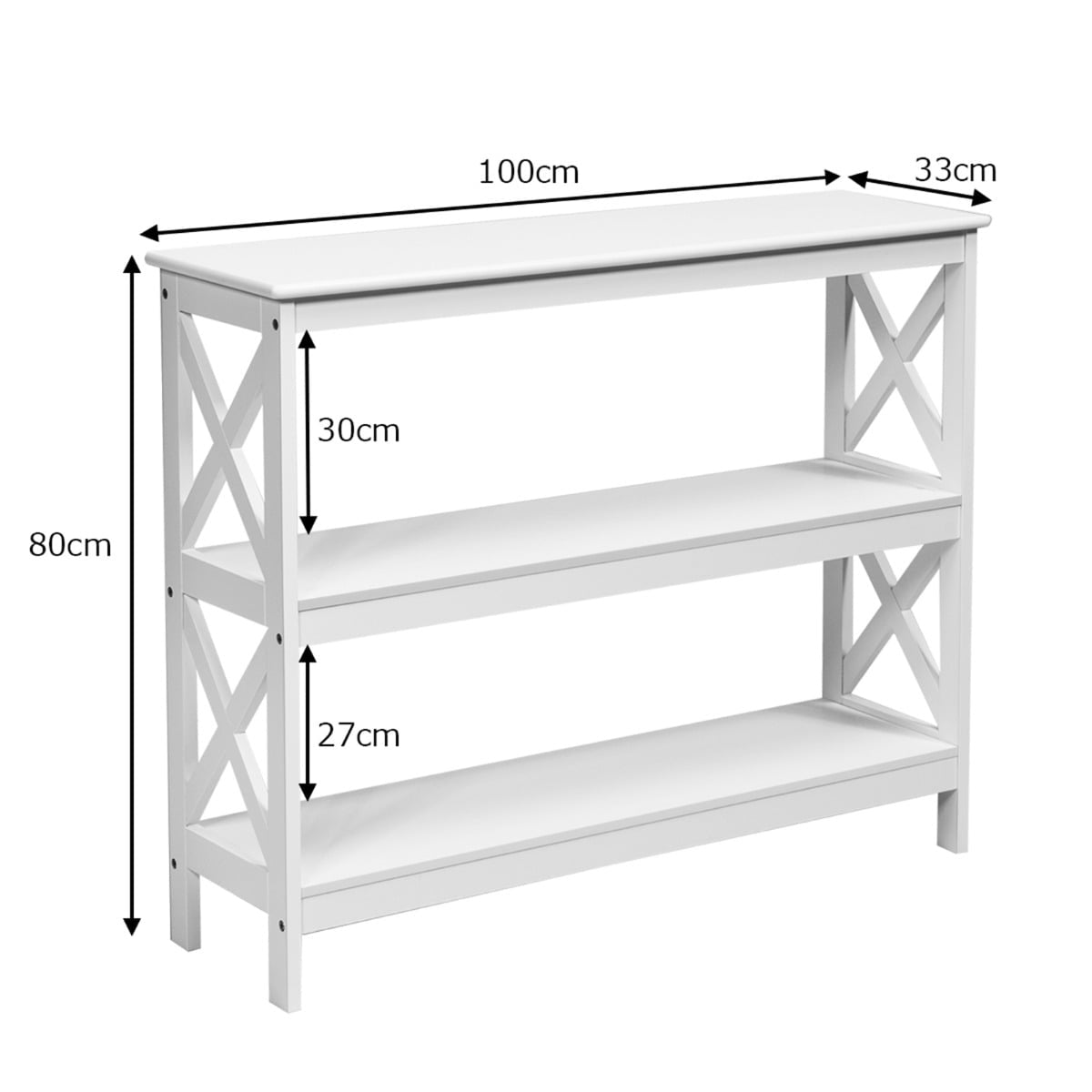 Console Table with Shelf, Industrial Design, White, 100x33x80 cm