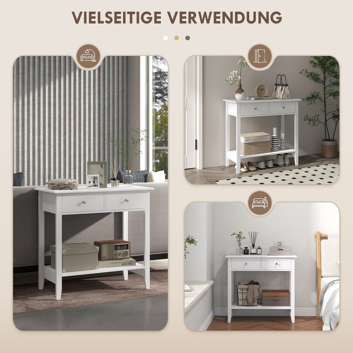 Console table in solid wood with drawers - 80 x 40 x 75 cm