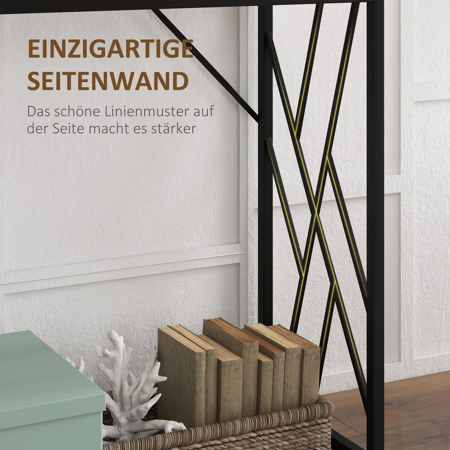 Industrial console table, steel legs, 120x35x75 cm, brown