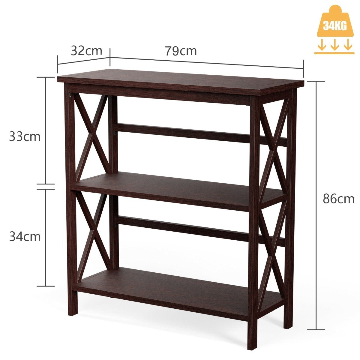 Console table made of wood with anti-tip protection and sturdy frame. Modern side table 79 x 32 x 86 cm coffee