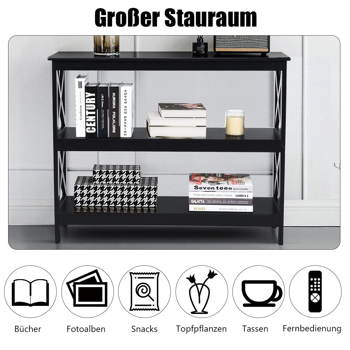 Console table side table industrial design with shelf hallway table 100 x 33 x 80 cm black