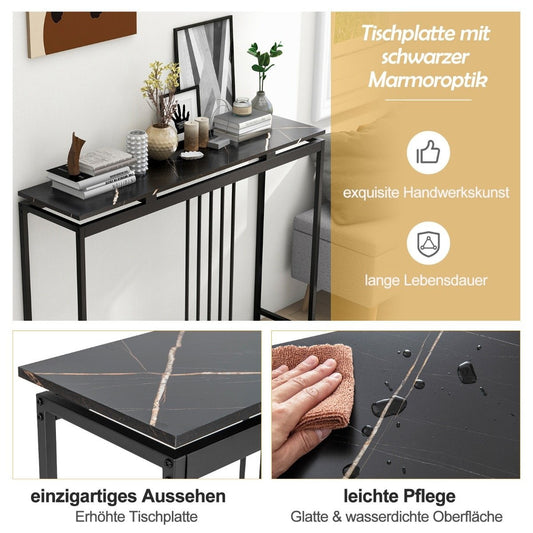 Console table sofa table made of faux marble 120 x 30 x 90 cm black