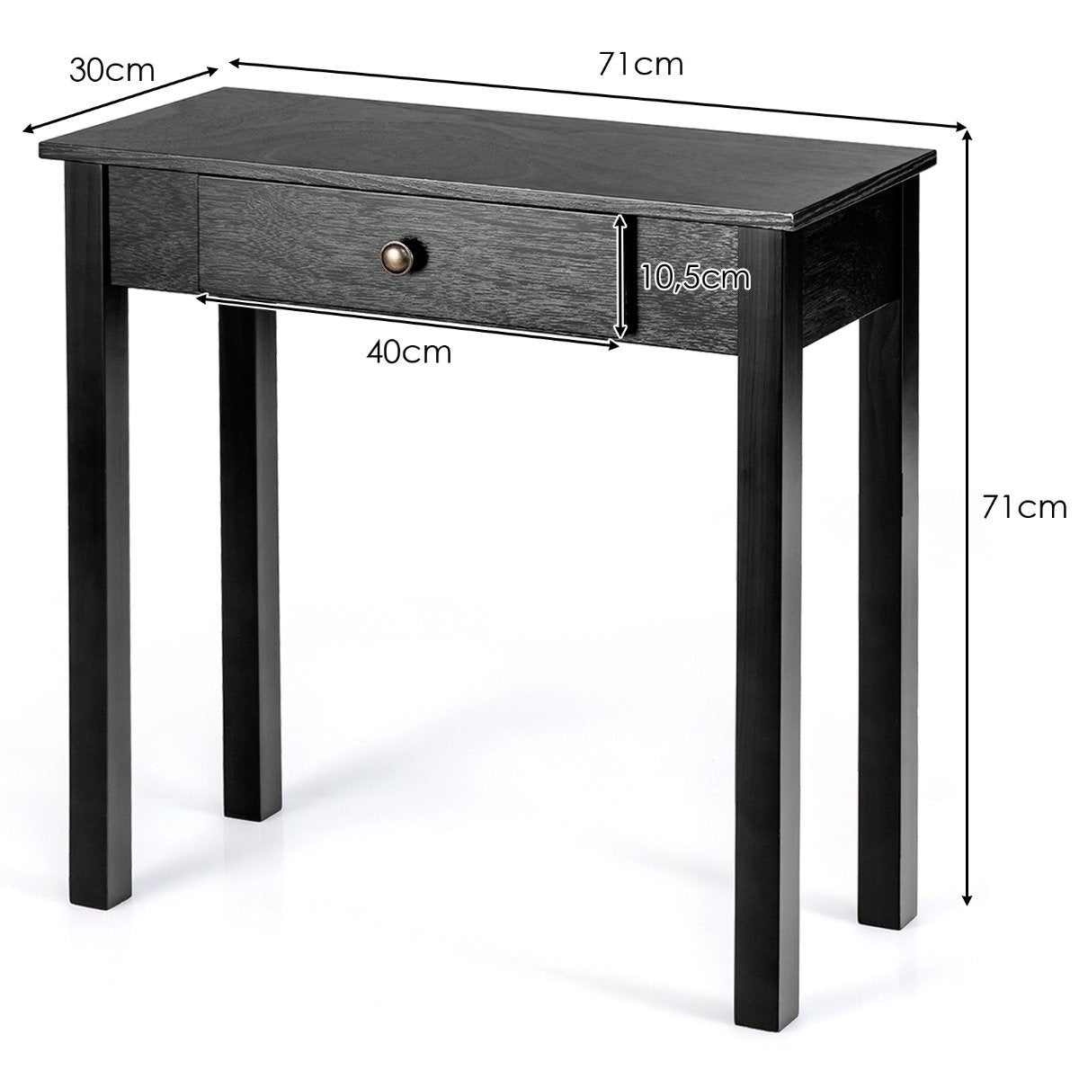 Console table with drawer, entrance table, narrow industrial side table made of wood 71 x 30 x 71cm black