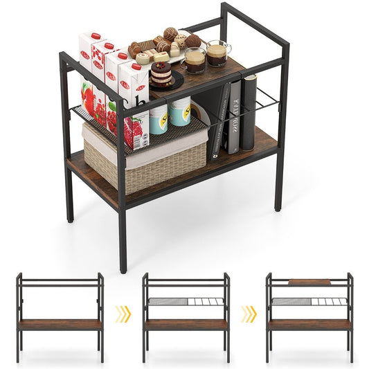 Console table with shelves, narrow console side table, 60 x 33.5 x 61 cm, rustic brown