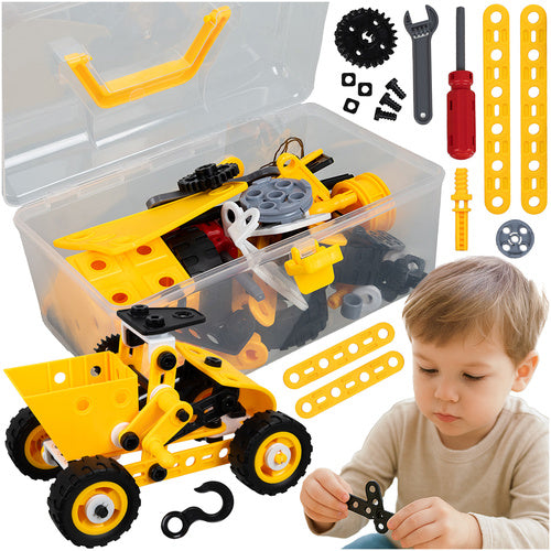 Construction Blocks Set, 100 Pieces, Vehicles, Educational