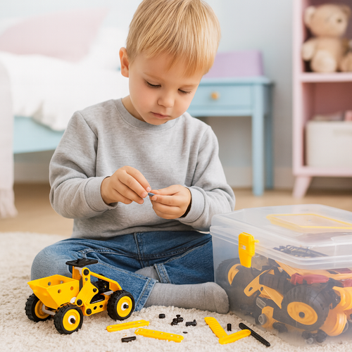 Construction Blocks Set, 100 Pieces, Vehicles, Educational