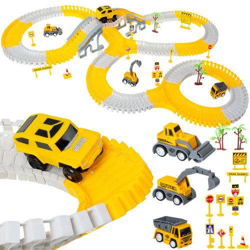Construction Car Track Set with 255 Pieces for Kids