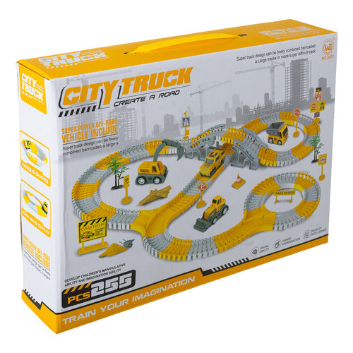 Construction Car Track Set with 255 Pieces for Kids