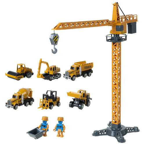 Construction Truck Set with Crane and Accessories
