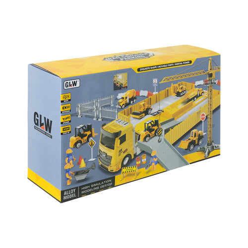 Construction Truck Set with Crane and Accessories