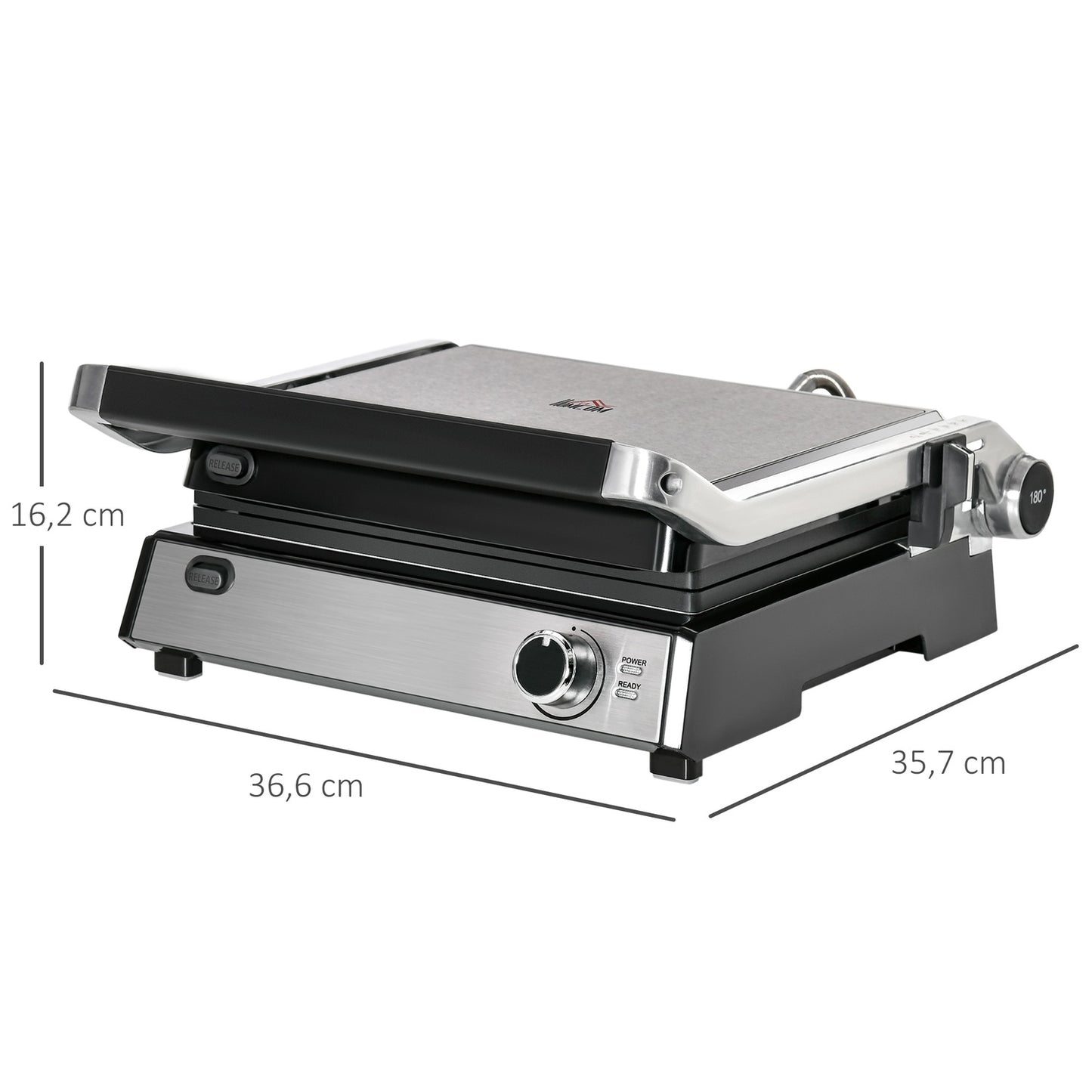 Electric contact grill, 2000W, adjustable thermostat, foldable
