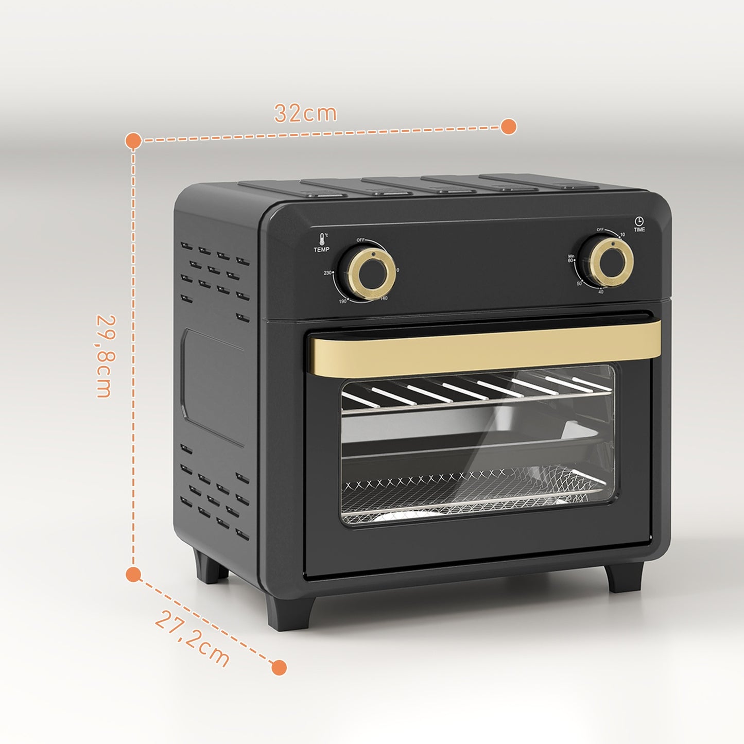 Convection Mini Oven, Air Fryer, Timer, 10L, Black