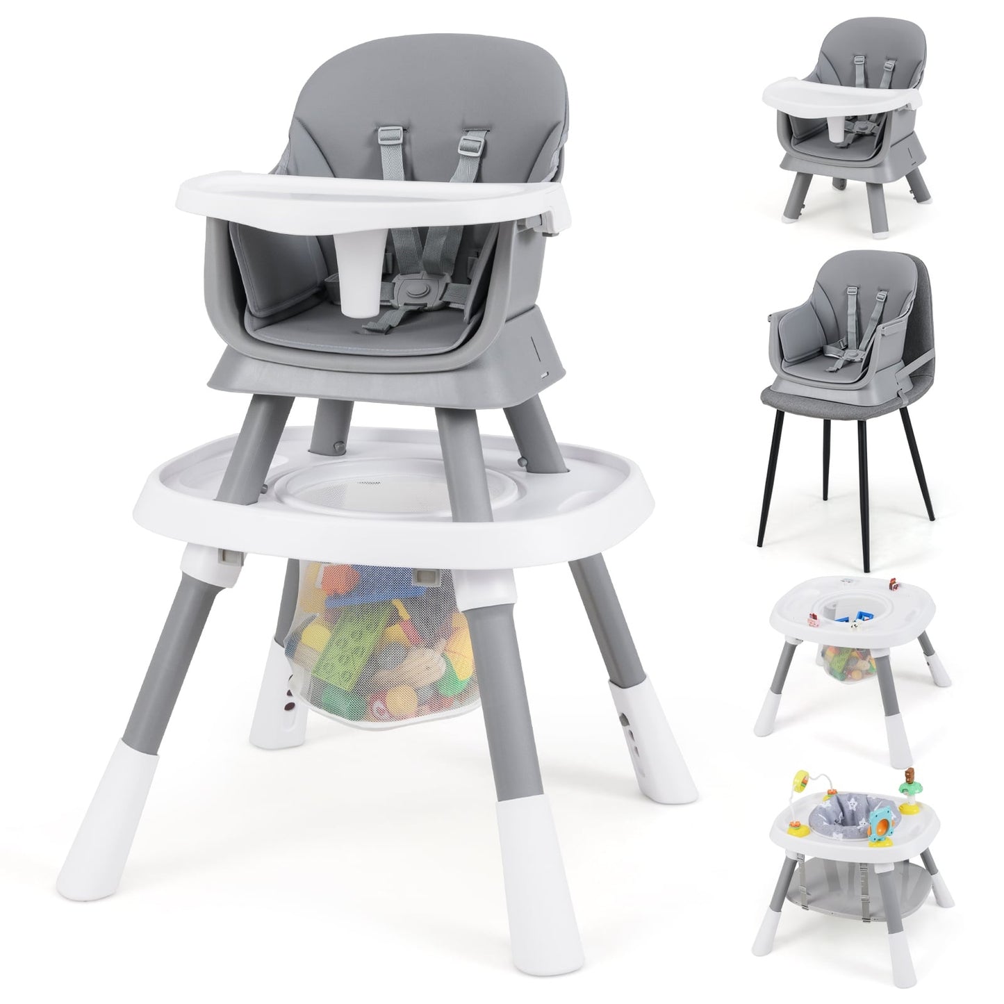 Convertible 16-in-1 High Chair with Tray & Harness