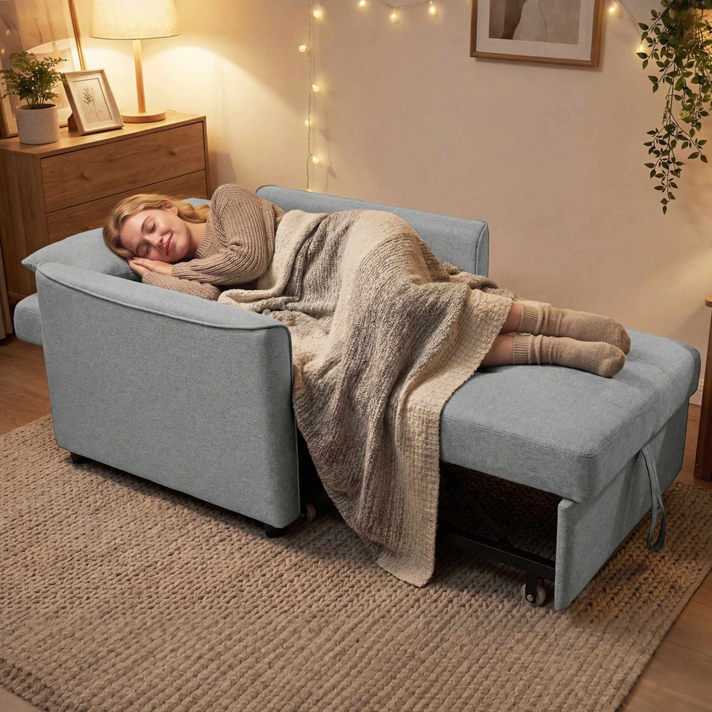 Convertible 3-in-1 Sofa Chair Bed, Adjustable Backrest, Gray