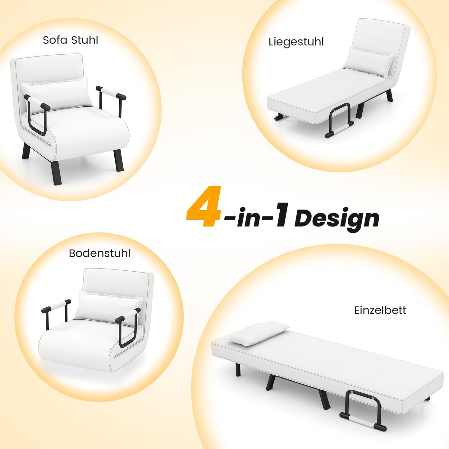 Convertible 4-in-1 Sleeper Chair with Adjustable Backrest