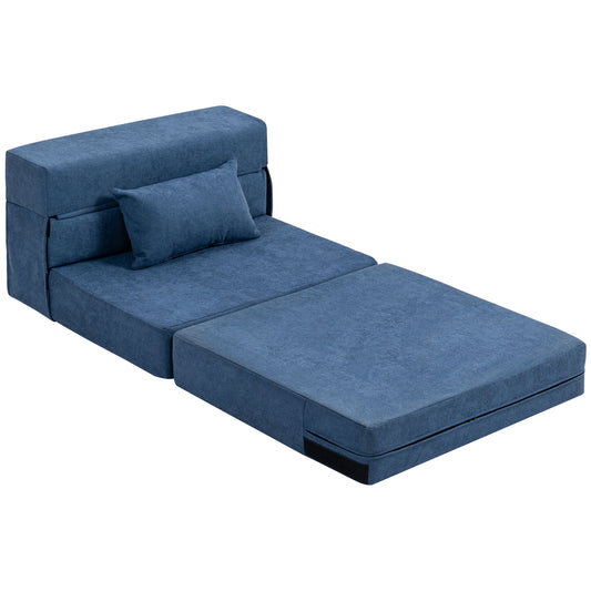 Convertible Floor Sofa Bed – Foam, Dark Blue, Pillow Included
