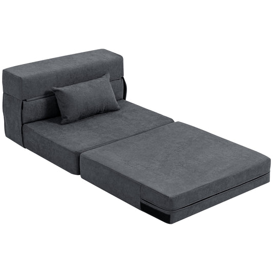 Convertible Floor Sofa Bed – Foam, Dark Grey, Includes Pillow