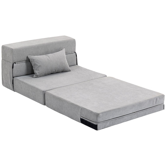 Convertible Floor Sofa Bed – Foam, Light Grey, Includes Pillow
