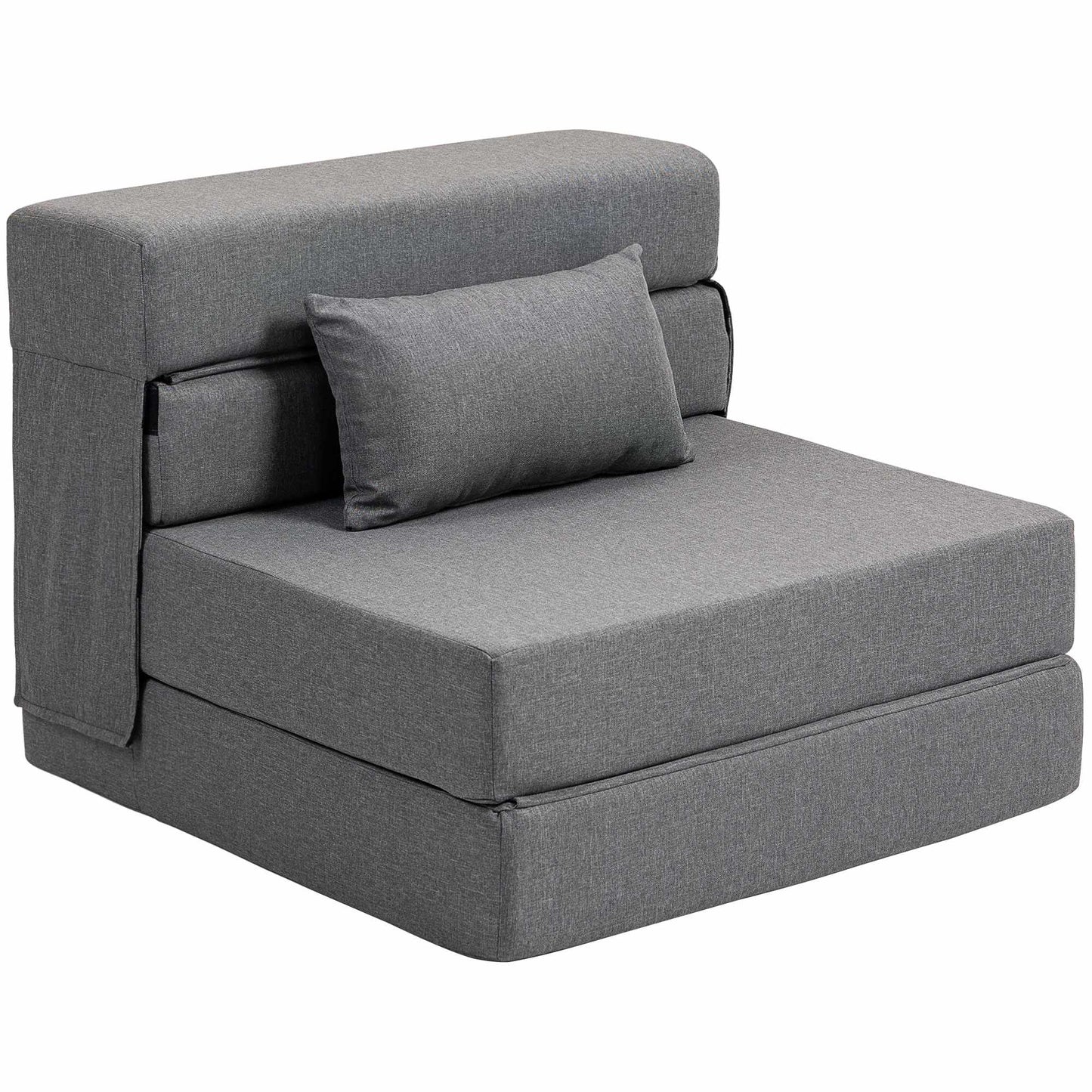 Convertible Foam Sofa Bed, Grey, Linen-Style Fabric