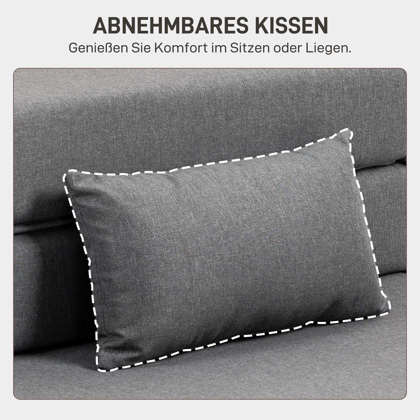 Convertible Foam Sofa Bed, Grey, Linen-Style Fabric