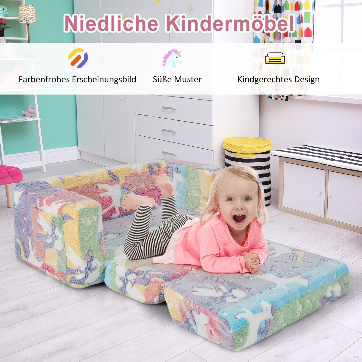 Convertible Kids Sofa Chair – Glows in the Dark, Velvet