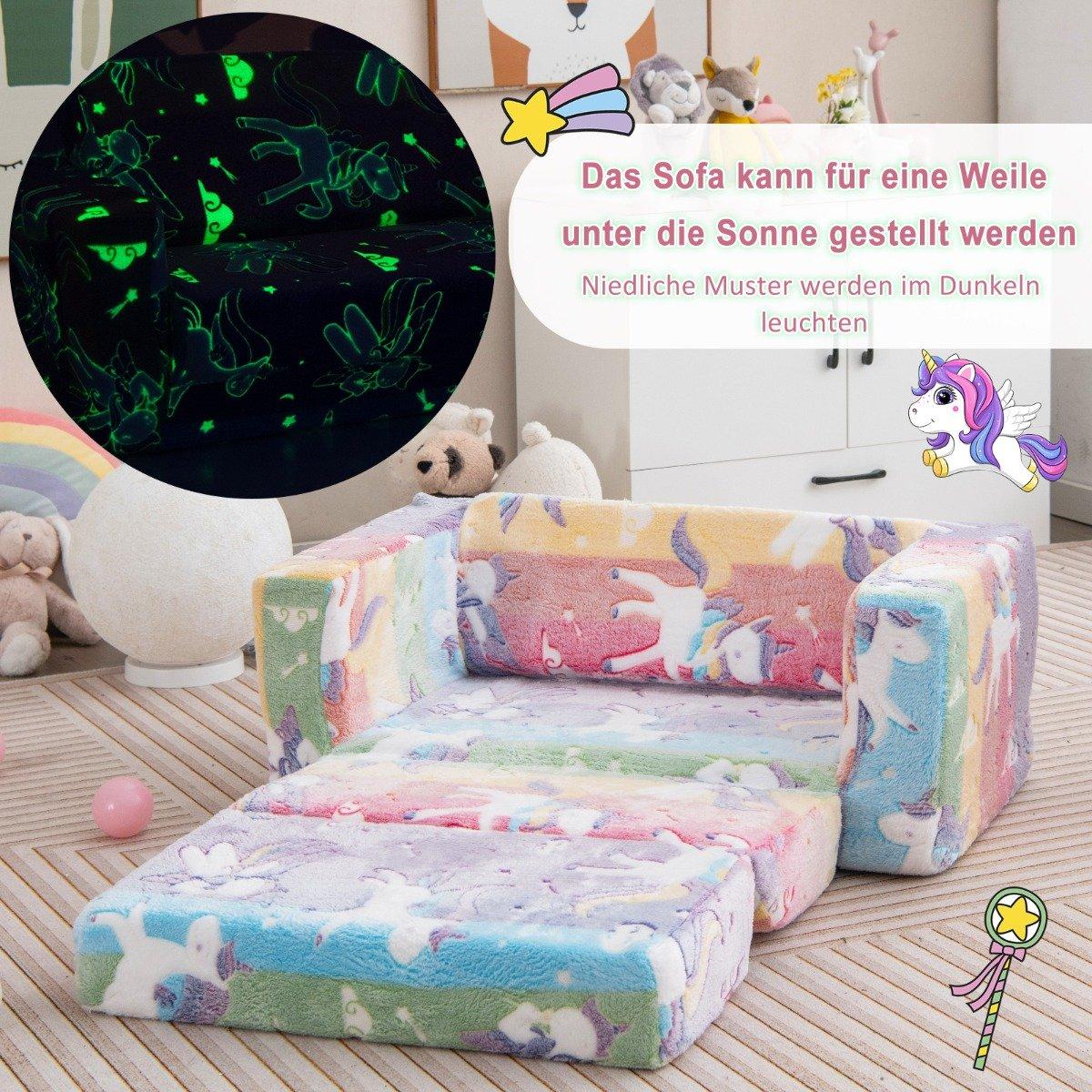 Convertible Kids Sofa Chair – Glows in the Dark, Velvet