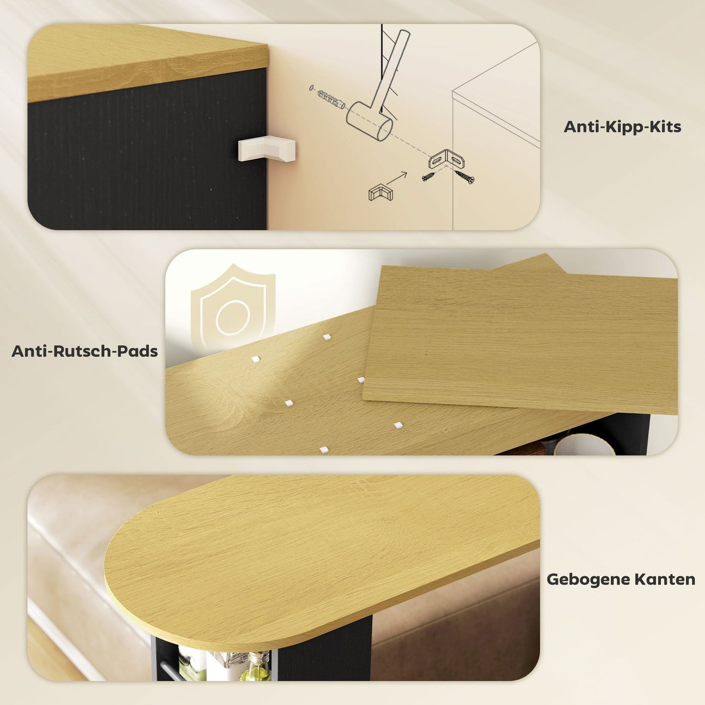 Convertible L-Shaped Bar Table, Black MDF, Ample Storage