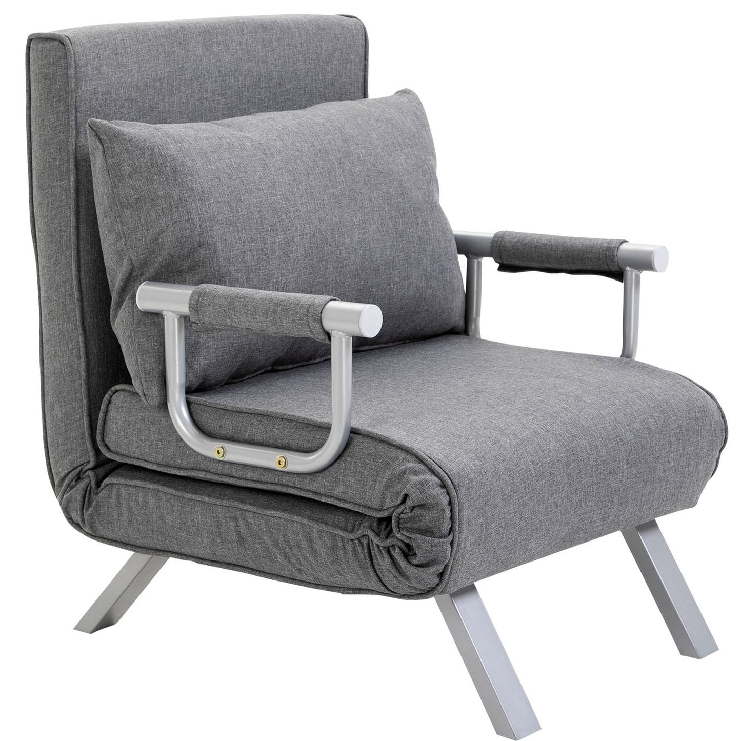 Convertible Recliner Chair with Bed Function, Grey, 65x69x80 cm