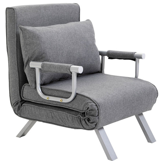 Convertible Recliner Chair with Bed Function, Grey, 65x69x80 cm